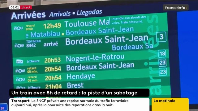 Le trafic ferroviaire a été très fortement perturbé hier entre Bordeaux et Toulouse, en raison de quatre incendies survenus près des voies ferrées et probablement liés à un acte volontaire , selon le parquet de Bordeaux