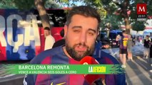 Aficionados celebran victoria histórica del Barcelona sobre Valencia