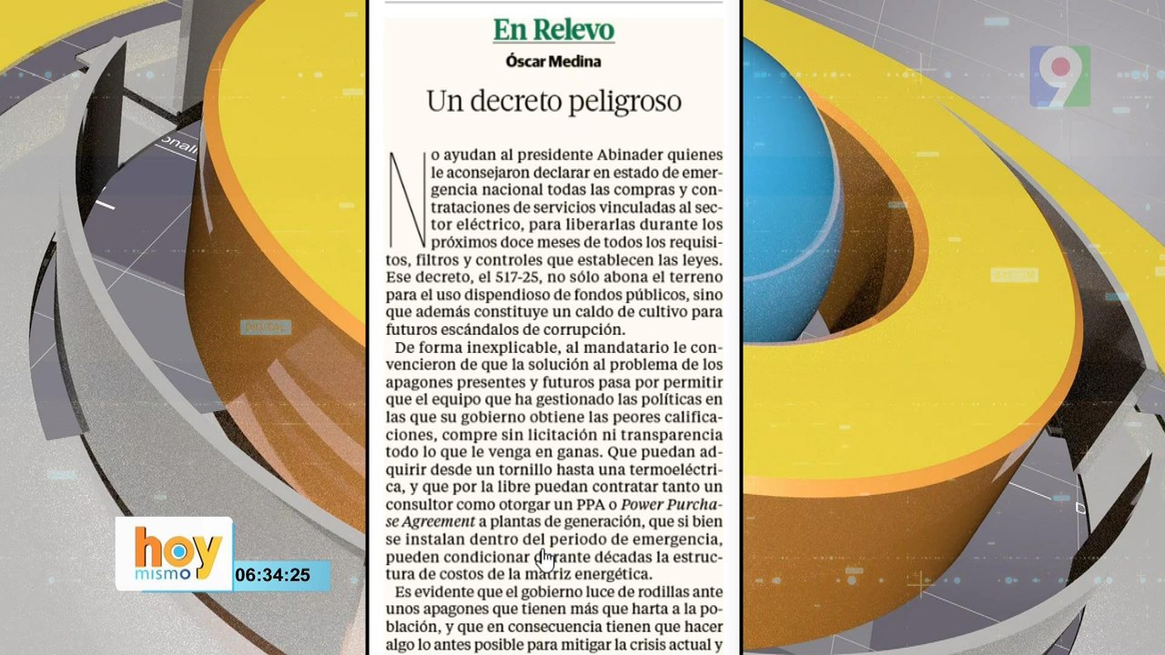 "Oscar Medina se las canta al gobierno por los Apagones" | Hoy Mismo