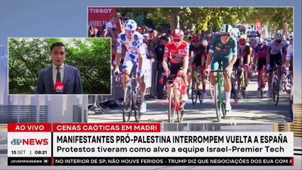 Protesto pró-Palestina interrompe ‘Vuelta a España’ em Madrid