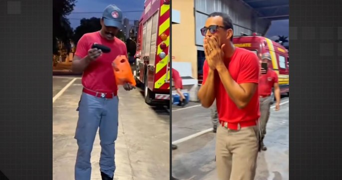 Bombeiro daltônico se emociona ao ganhar óculos especiais e ver cores pela primeira vez