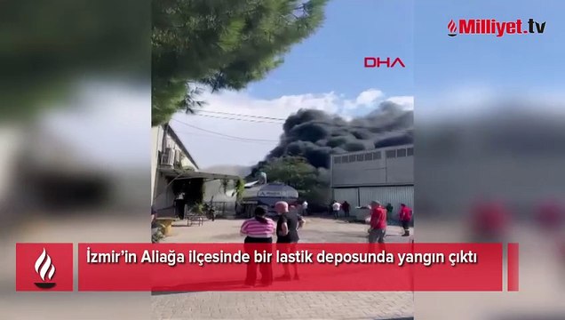 Gökyüzünü siyaha bürüdü! İzmir'de lastik deposunda yangın
