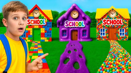 Back to School in 3 CRAZY Schools! Slime vs LEGO vs Balls