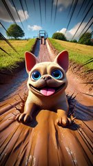 Mud Party! Cute Pup Becomes a Muddy Dog , Rescued by a Rainbow Bubble Bath! 😂🧼