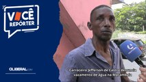 Carroceiro Jefferson de Castro denuncia vazamento de água na Marambaia