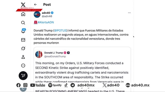 🚨¡Última Hora! Estados Unidos realiza segundo ataque en altamar contra narcos venezolanos