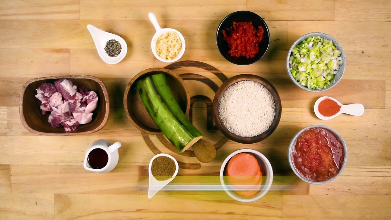 Arroz estilo atollado con cerdo