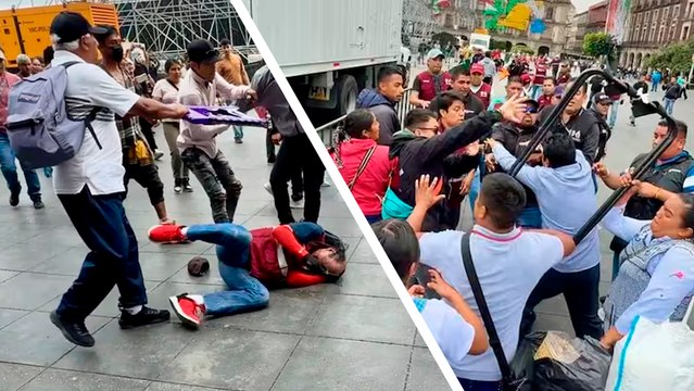 Zócalo CDMX: Enfrentamiento entre comerciantes ambulantes y personal de reordemaniento
