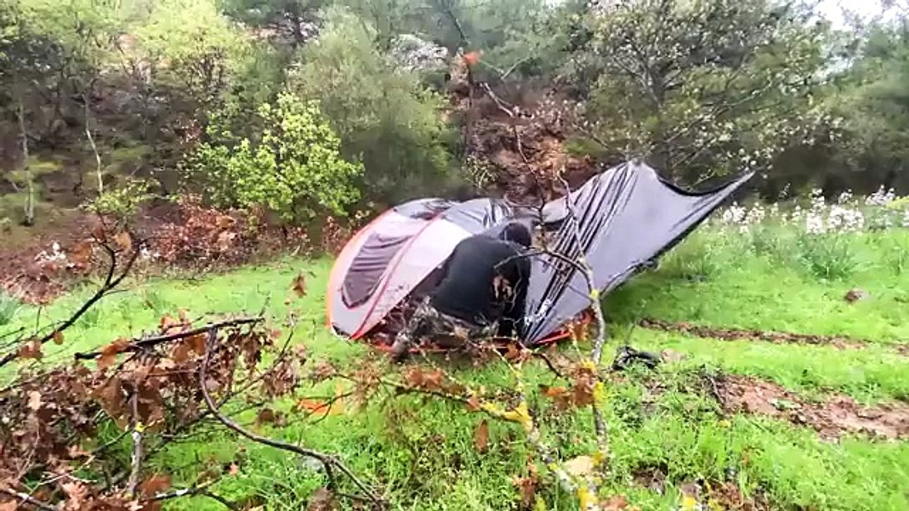 Flood After Heavy Rain! • Caught in Heavy Rain With my Dog - Camping in Rain (1)
