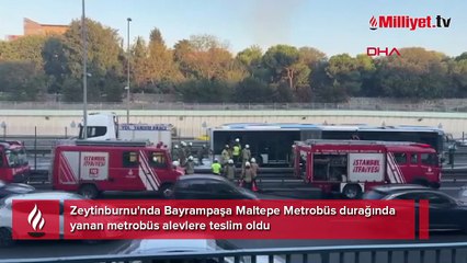 Zeytinburnu'nda metrobüs yangını!