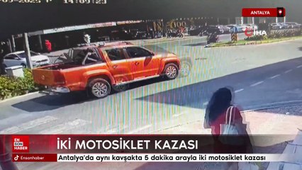 Antalya'da aynı kavşakta 5 dakika arayla iki motosiklet kazası