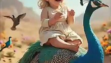 ✨_Beautiful_Baby_Girl_on_a_Peacock_in_Magical_Desert_with_Birds_🌸🦚(360p)(1)