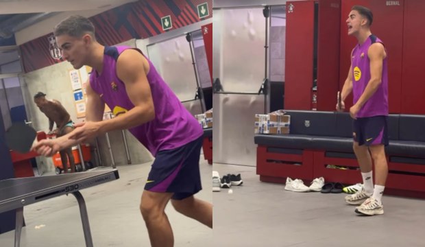 Gavi, pura intensidad... ¡hasta jugando al ping pong!