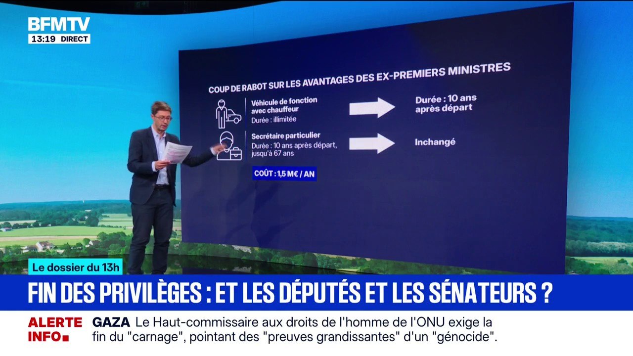 LE DOSSIER DU 13H - Fin des privilèges pour les anciens Premiers ministres: qu'en est-il pour les députés et sénateurs?