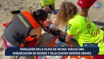 Simulacro en la Playa de Palma: Vuelca una embarcación de recreo y deja cuatro heridos graves