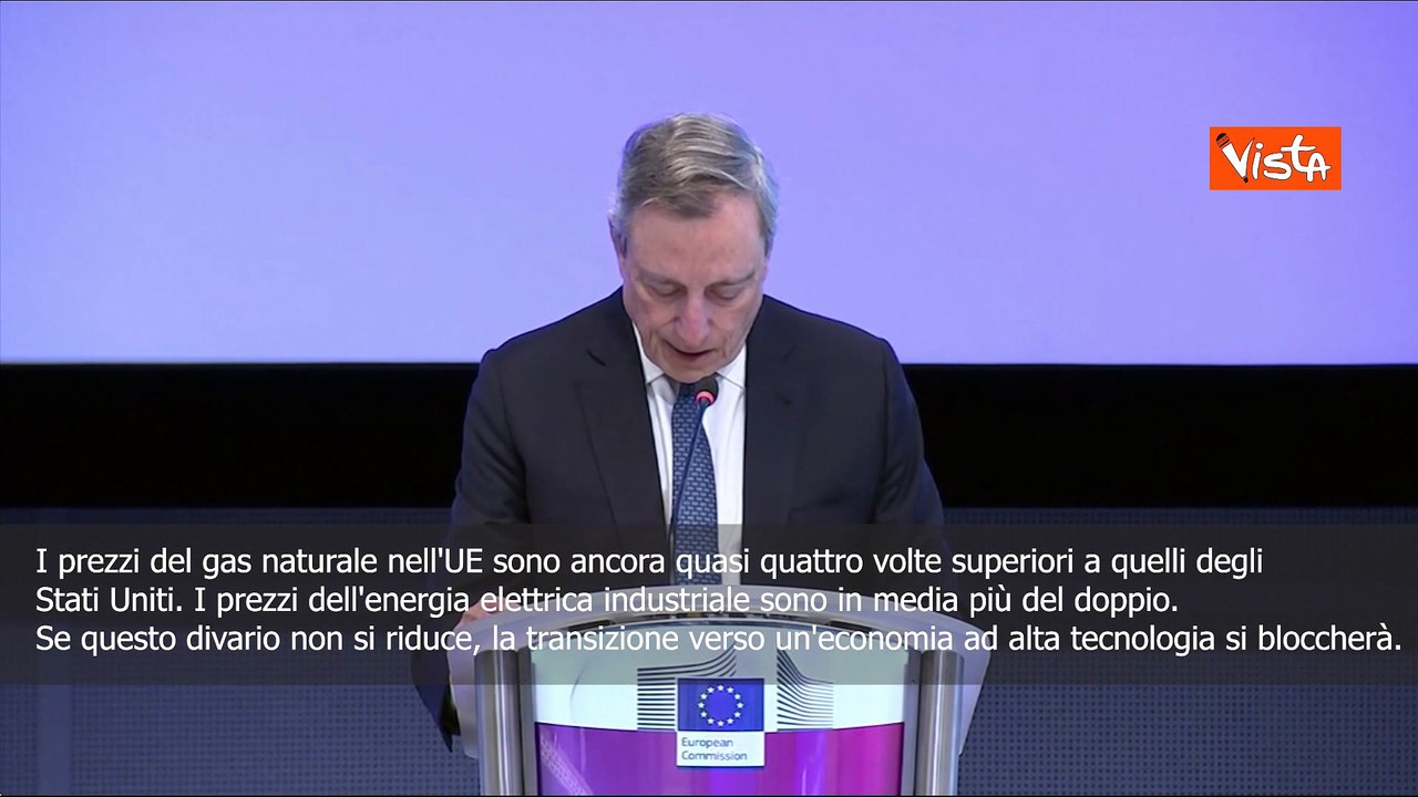 Draghi: Se divario prezzo gas non si riduce transizione economia ad alta tecnologia si blocca