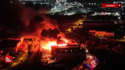 Samsun'da kereste fabrikası alevlere teslim
