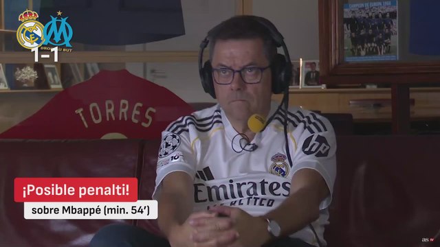 La REACCIÓN de RONCERO al PENALTI, la ROJA y los GOLES del REAL MADRID 2 vs OLYMPIQUE MARSEILLA 1