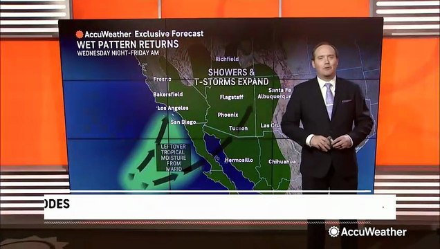 Showers and storms from what used to be Tropical Storm Mario will hit the Southwest