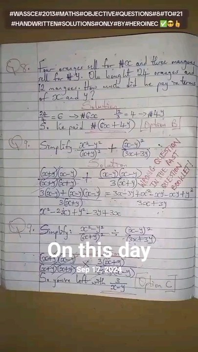 #creatorsearchinsightsWASSCE question solutions that I posted on this day last year.#fyp#Whattowatch#Viral#2025