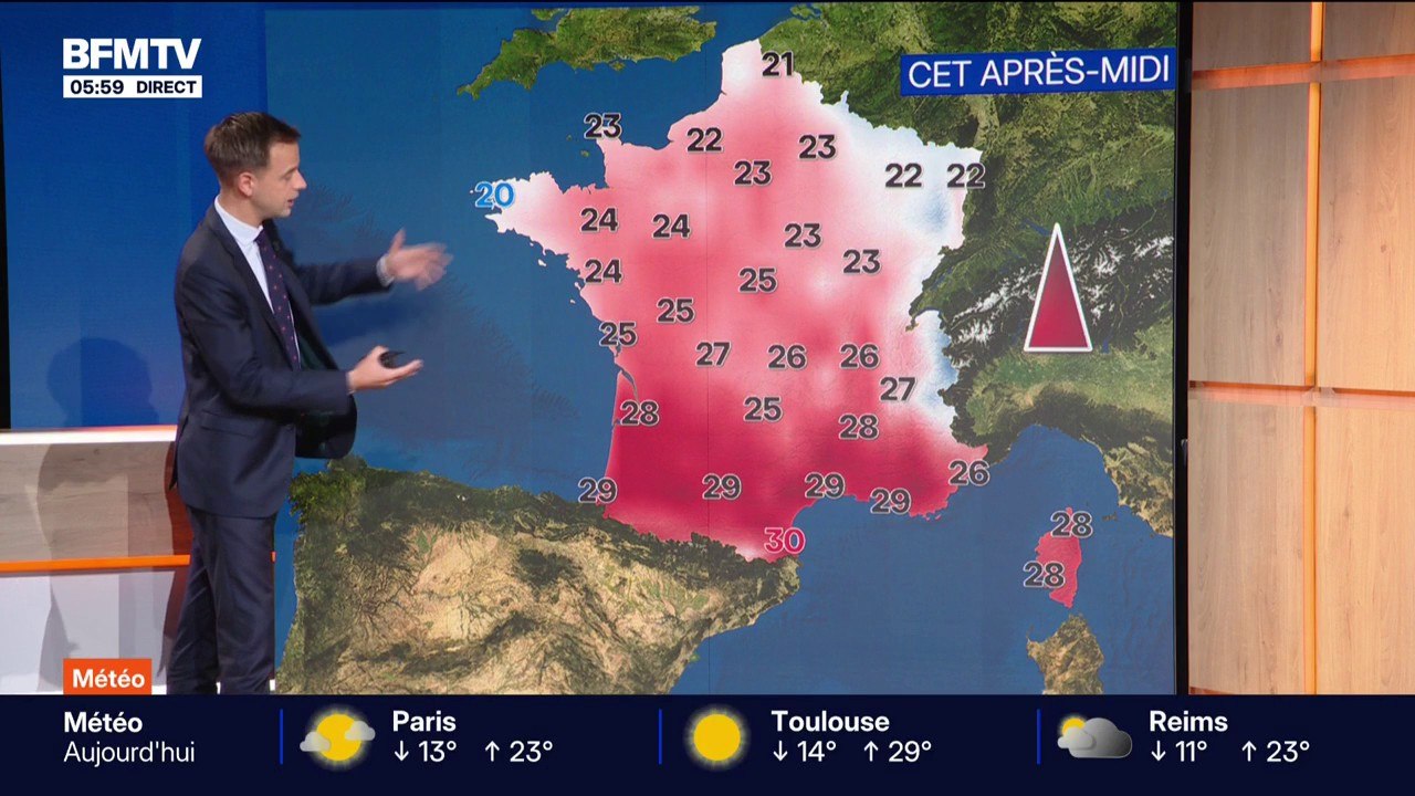 Météo : un ciel dégagé sur la quasi-totalité du pays et des températures atteignant les 30 degrés vers Perpignan