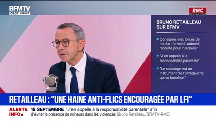 Policiers agressés à Reims: "J'accuse solennellement les Insoumis de propager cette haine anti-flics", dit Bruno Retailleau, ministre démissionnaire de l'Intérieur