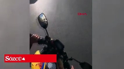 Motosiklet sürücüsünün yola savrulduğu kaza, kask kamerasında