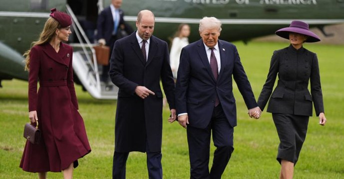 La famille royale britannique accueille Donald Trump à son arrivée au château de Windsor