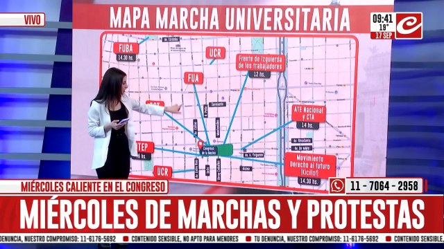 Este es el mapa de las marchas y manifestaciones que se esperan para hoy