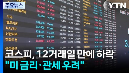 코스피, 12거래일 만에 하락..."미 금리·관세 우려 여파" / YTN