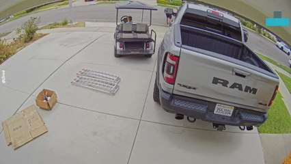 Toddler Takes off in Golf Cart Before Dad Jumps to the Rescue