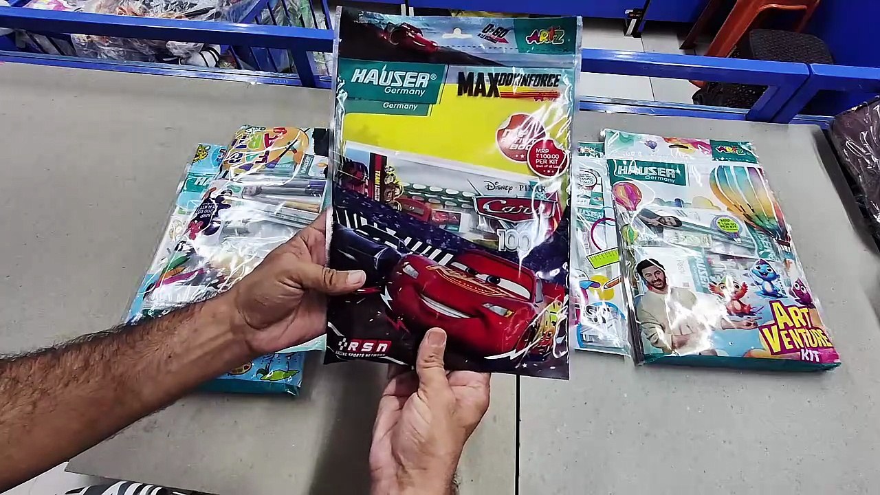 Unboxing and Review of Hauser YUNG artist kit, art venture kit, Cars Pixar kit, FAB Art kit, 500 activities kit