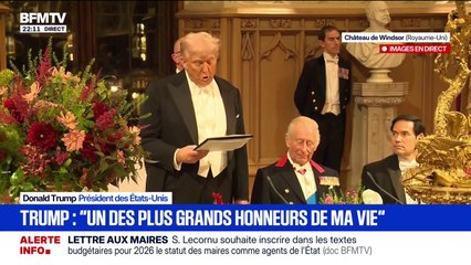 Banquet royal au château de Windsor: Donald Trump parle d'un "lien exceptionnel, unique et irremplaçable", entre les États-Unis et le Royaume-Uni