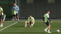 Manchester City train ahead of hosting Napoli in opening UCL game