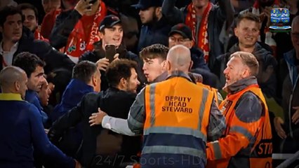 Diego Simeone sent off after clashing with fan in ugly scenes during Liverpool’s win over Atletico Madrid