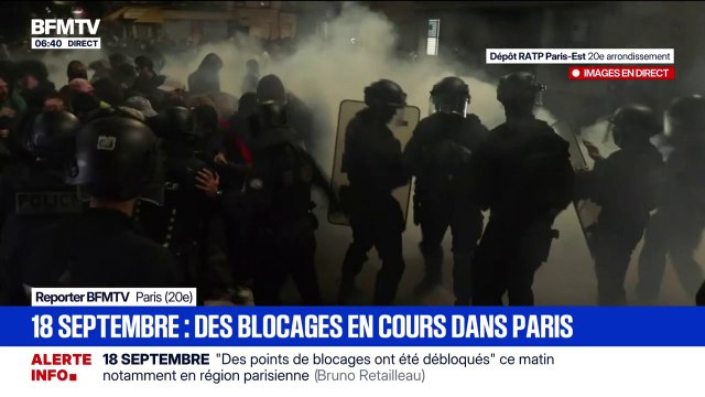 Mobilisation du 18 septembre: le blocage du dépôt RATP de Paris-Est évacué par les forces de l'ordre et des gaz lacrymogènes