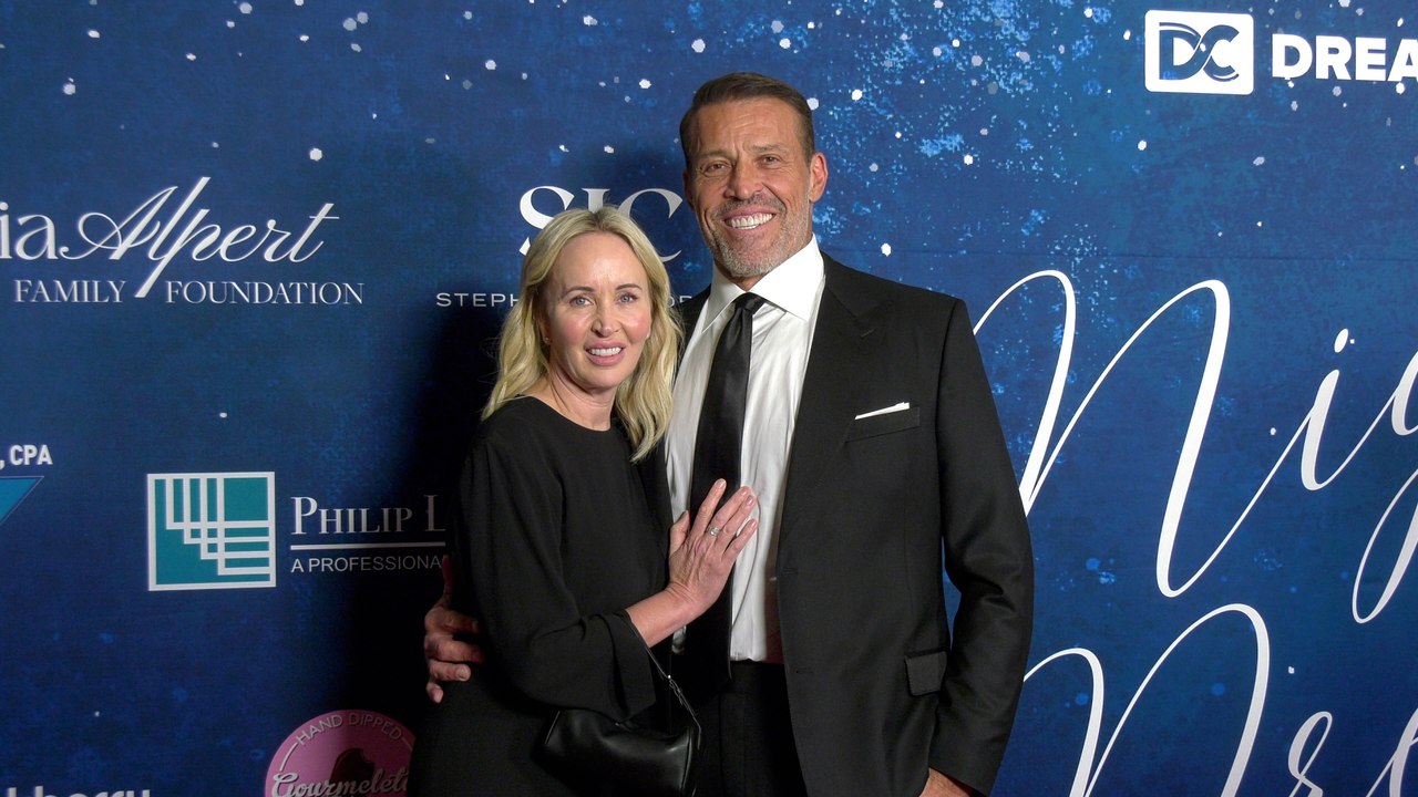 Tony Robbins and Sage Robbins attend the red carpet at Dream Center's Night of Dreams Gala 2025