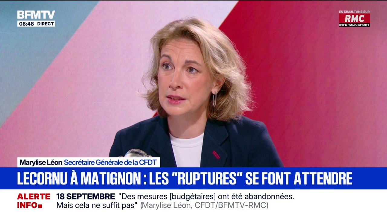 Grève du 18 septembre: "Je ne veux pas de manifestation où il n'y a que des militants syndicaux qui ont l'habitude de battre le pavé, je veux qu'on puisse embarquer les travailleurs, les salariés", développe Marylise Léon (CFDT)