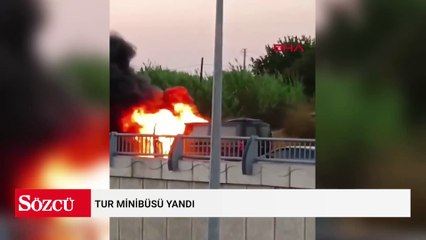 Tur minibüsü yandı