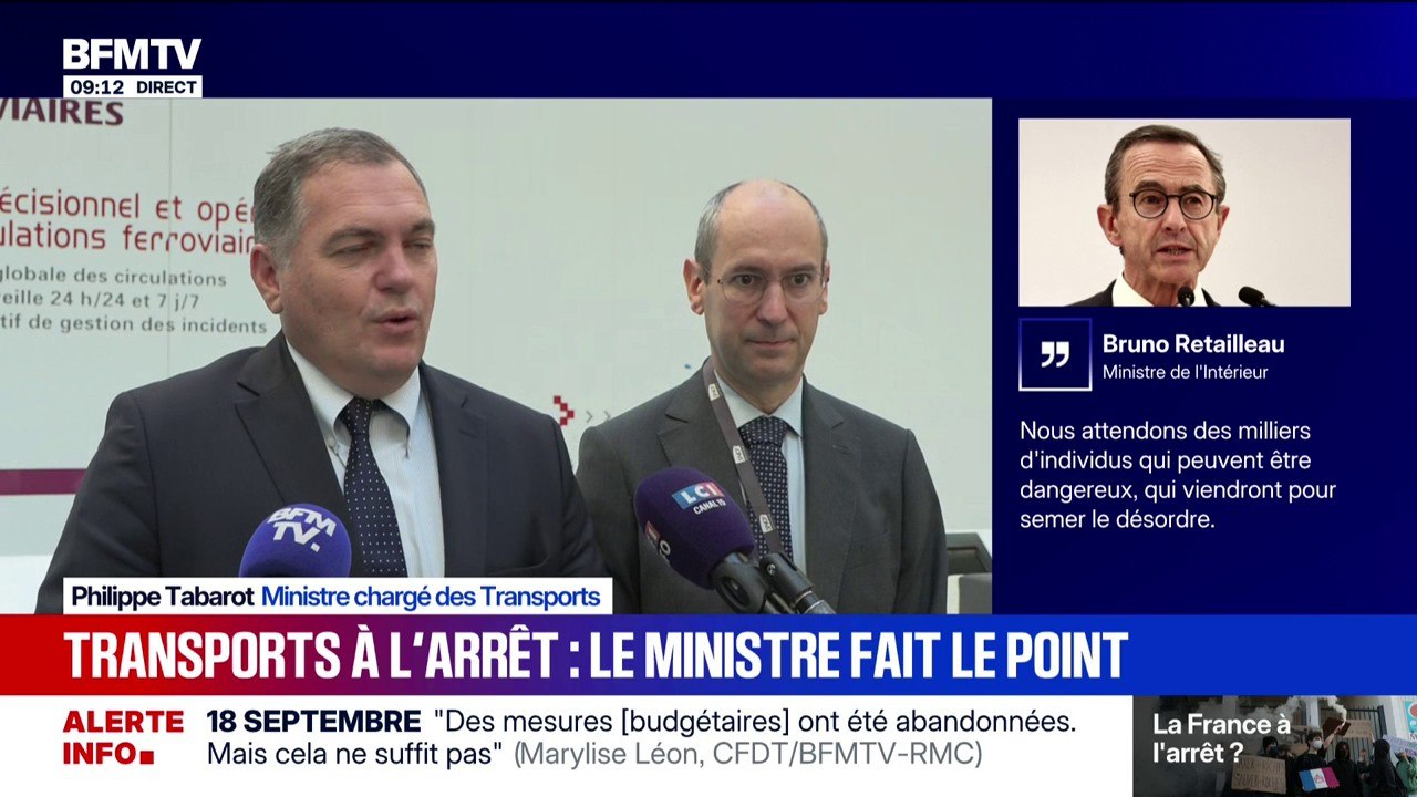 Grève du 18 septembre: Philippe Tabarot, ministre démissionnaire chargé des Transports, confirme "qu’il n’y a pas eu de problème majeur sur le réseau ferroviaire"