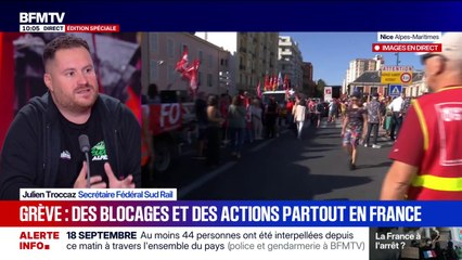 Grève du 18 septembre: "On a une généralisation de la colère sociale", commente Julien Troccaz (SUD-Rail)