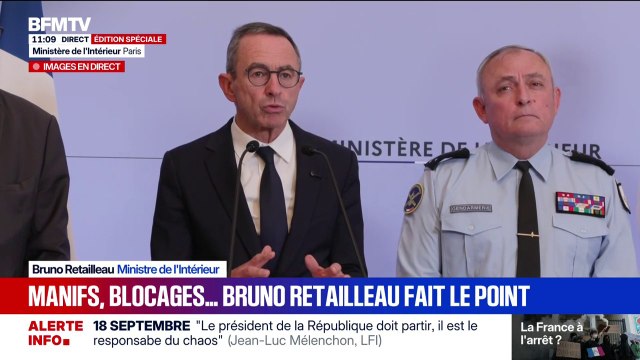 230 actions sur la voie publique, 95 tentatives de blocages de sites et 10.000 personnes engagées : Bruno Retailleau dresse un premier bilan de la mobilisation du 18 septembre