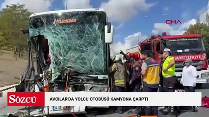 Avcılar'da yolcu otobüsü kamyona çarptı
