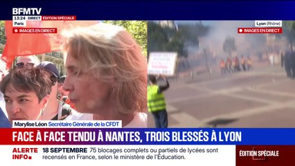 18 septembre: "Aujourd'hui, on lance un avertissement au gouvernement", assure Marylise Léon, secrétaire générale de la CFDT