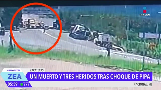 Un muerto y tres heridos fue el saldo de un choque de pipa de gas en Zacatecas
