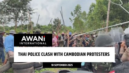 Thai police clash with Cambodian protesters