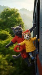 Brave cat save kitten from lion cat in the jungle😺🐯