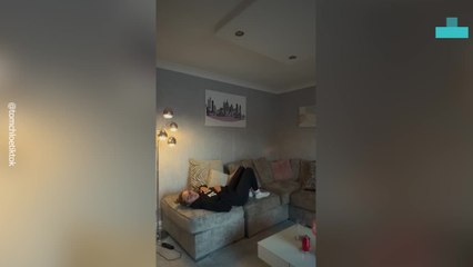 Woman Falls From Sofa in Wrestling Fail