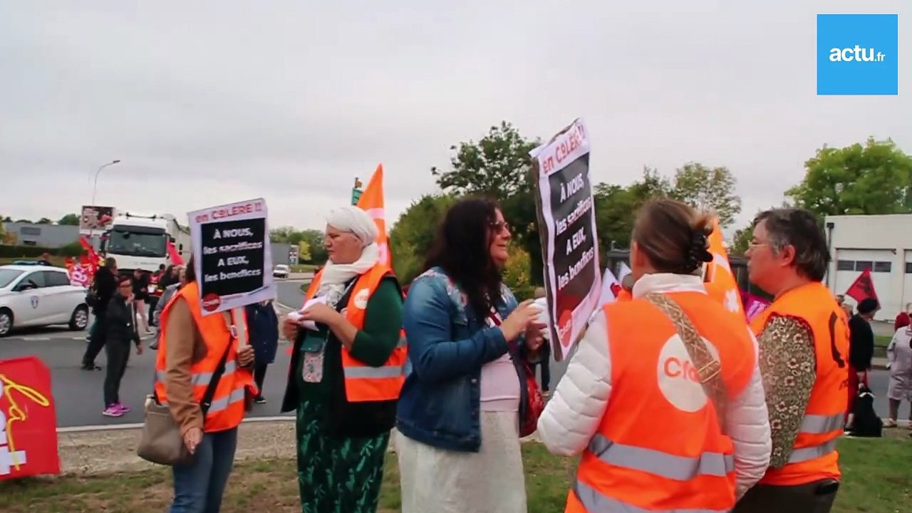 Grève du 18 septembre : à Argentan, 350 manifestants dans le rond-point d'intermarché
