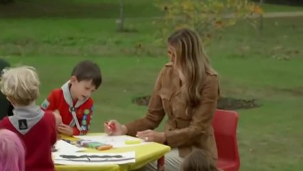 Kate and Melania share sweet moment with young Scouts on royal visit